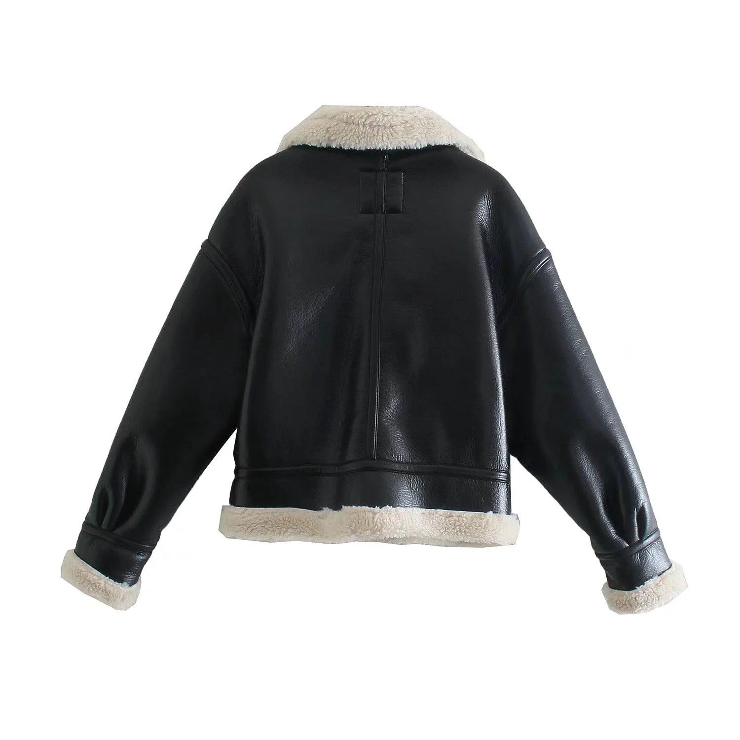 Giacca Aviatore Faux Shearling | Vestibilità Corta | Collo a Contrasto