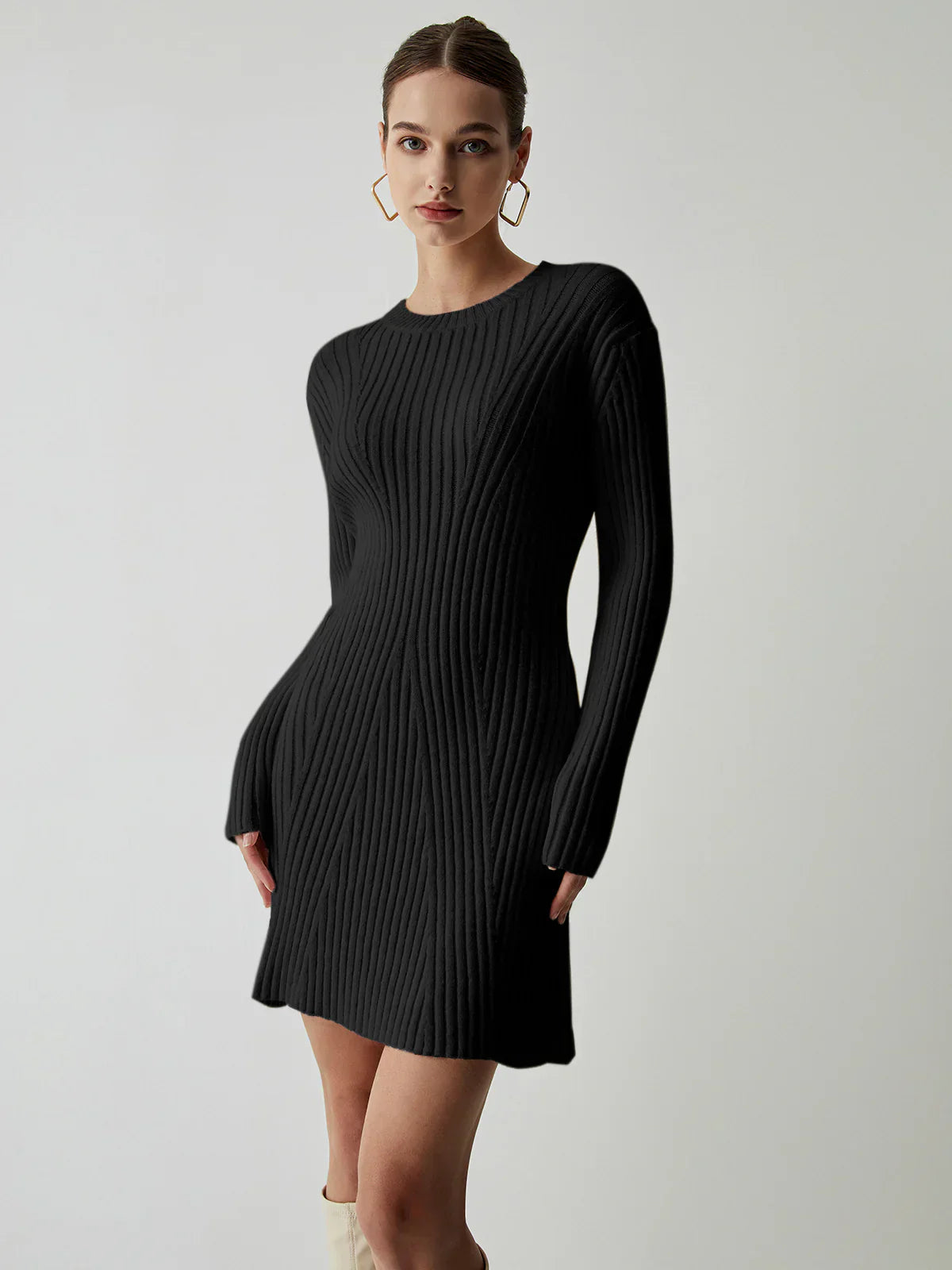 Abito Maglia Ribbed | Maniche Lunghe | Slim Fit Mini