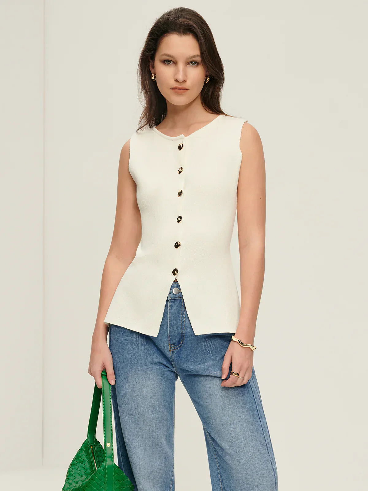 Gilet Maestria in Maglia | Con Bottoni | Orlo Sfalsato