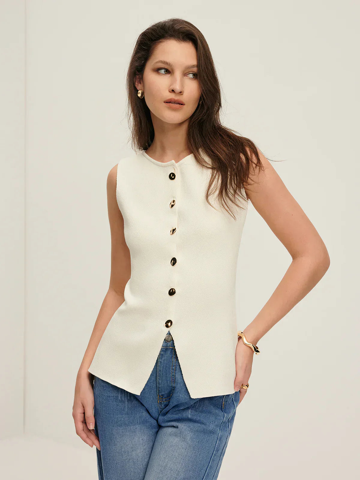 Gilet Maestria in Maglia | Con Bottoni | Orlo Sfalsato