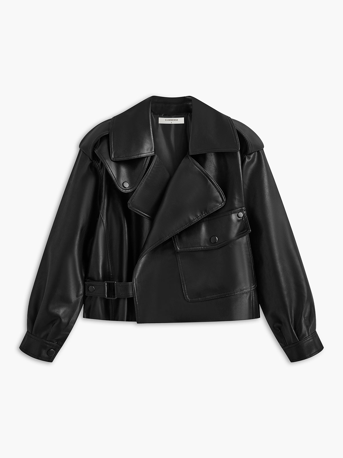 Giacca Cropped in Pelle Maestria | Lapel Oversized | Silhouette Strutturata