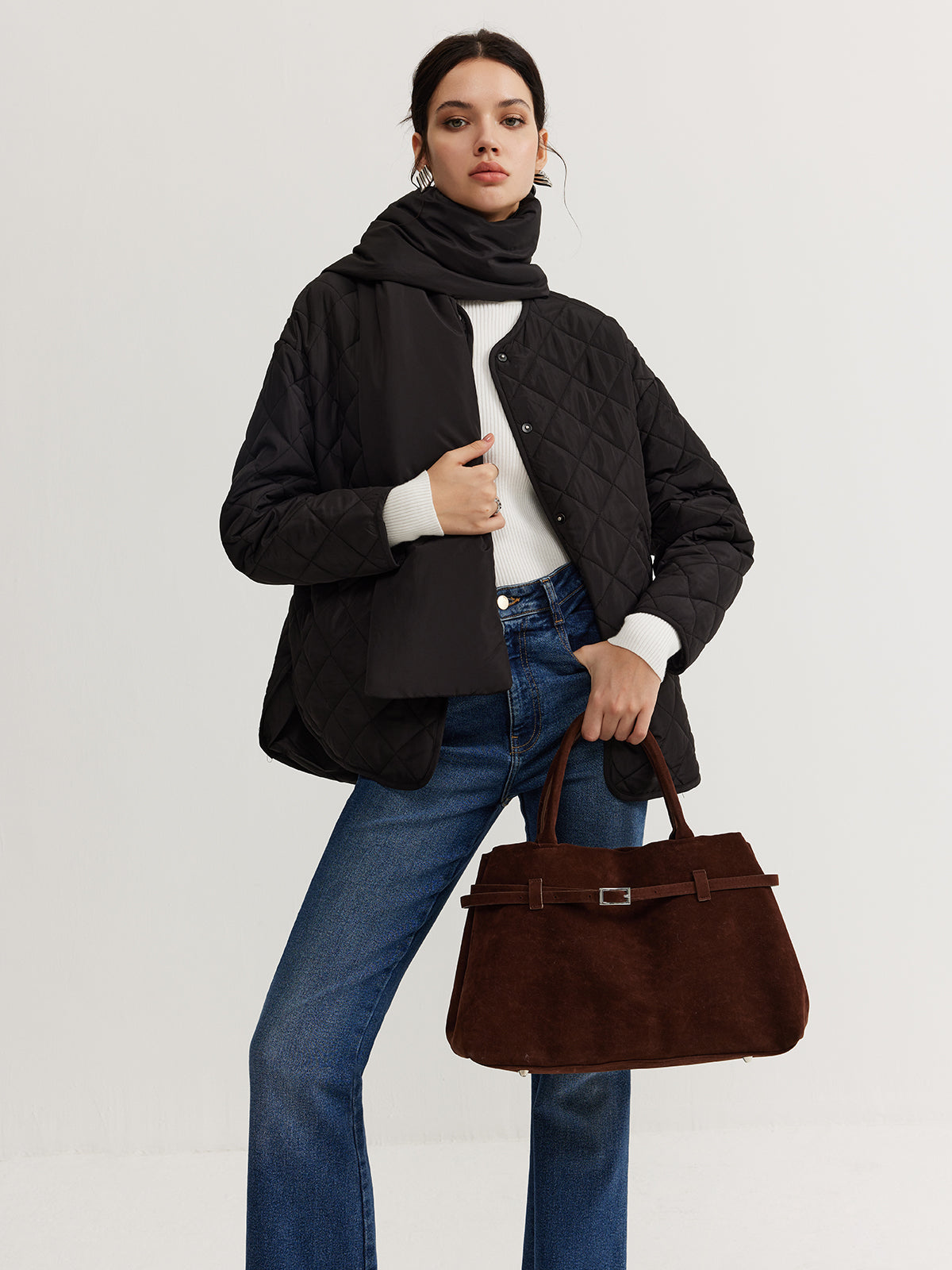 Giacca Padded Quilted con Sciarpa | Caldo Inverno Senza Sforzo