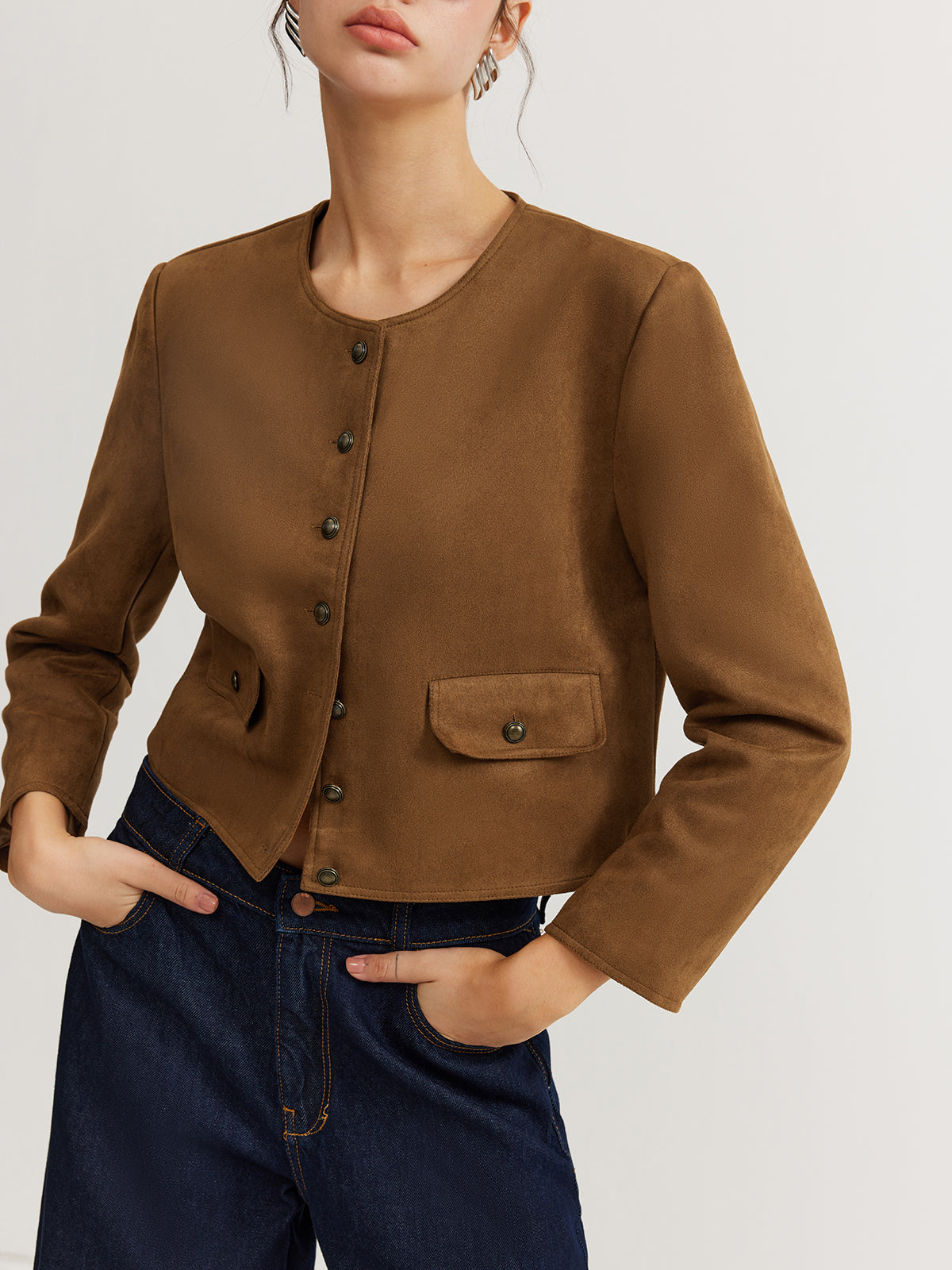 Giacca Cropped Essenza | Silhouette Minimalista | Scollo Tondo