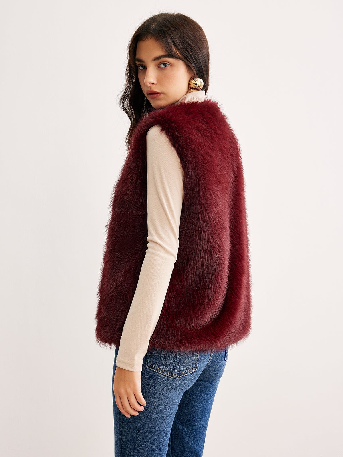 Gilet Pelliccia Sintetica | Bordeaux | Finish Morbido