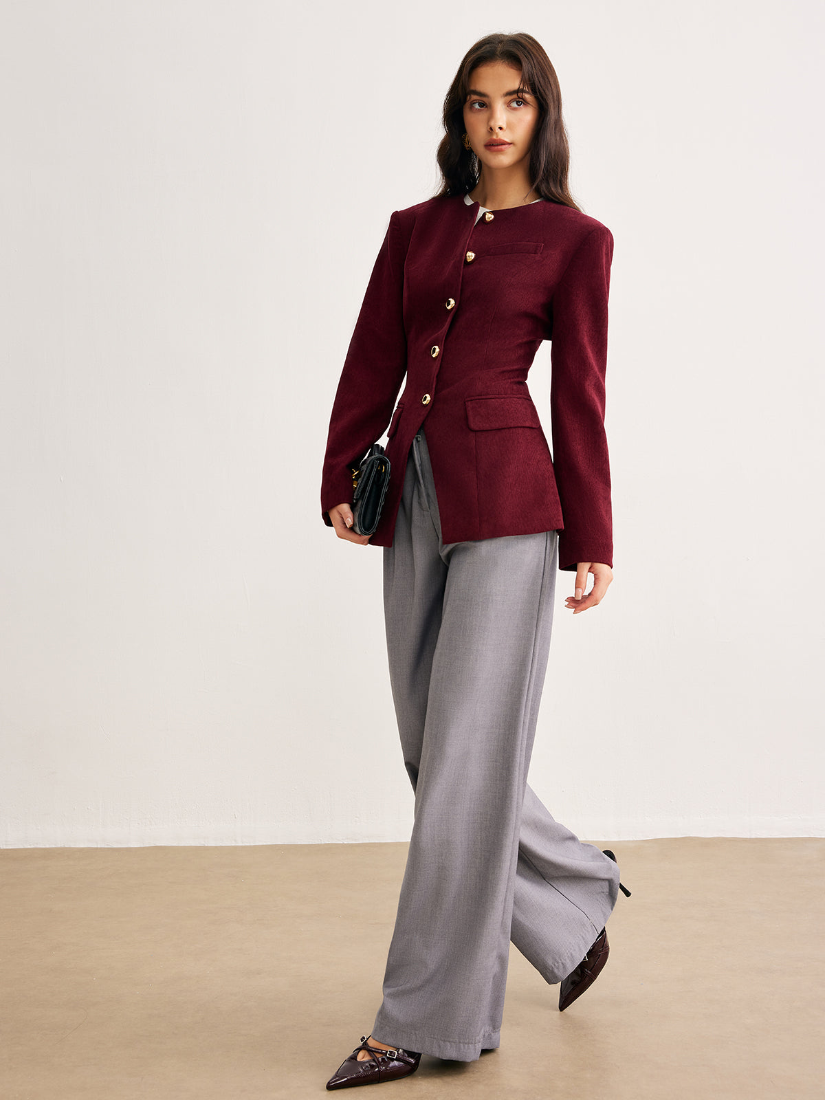 Blazer Fitted Burgundy | Bottoni Oro e Silhouette Strutturata