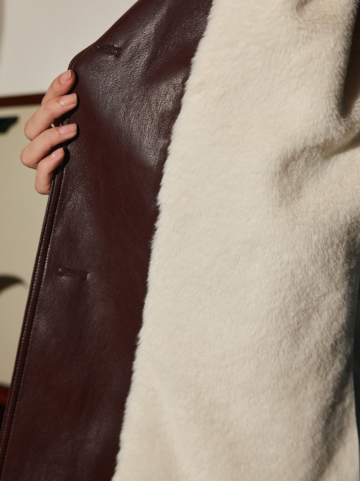 Cappotto Aviatore in Pelle Sintetica | Fodera in Shearling | Cintura