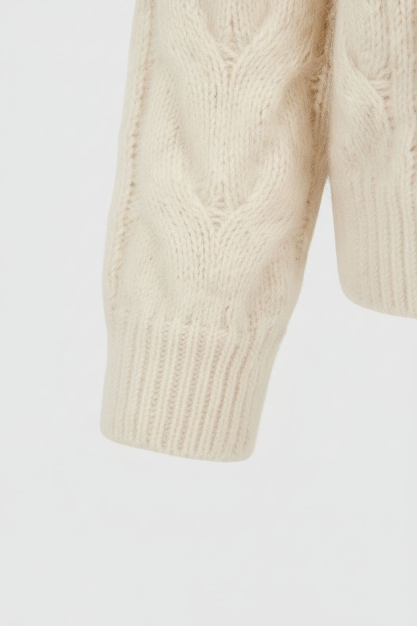 Cardigan Zip in Maglia Cable Knit | Collo a Revers | Vestibilità Relaxed
