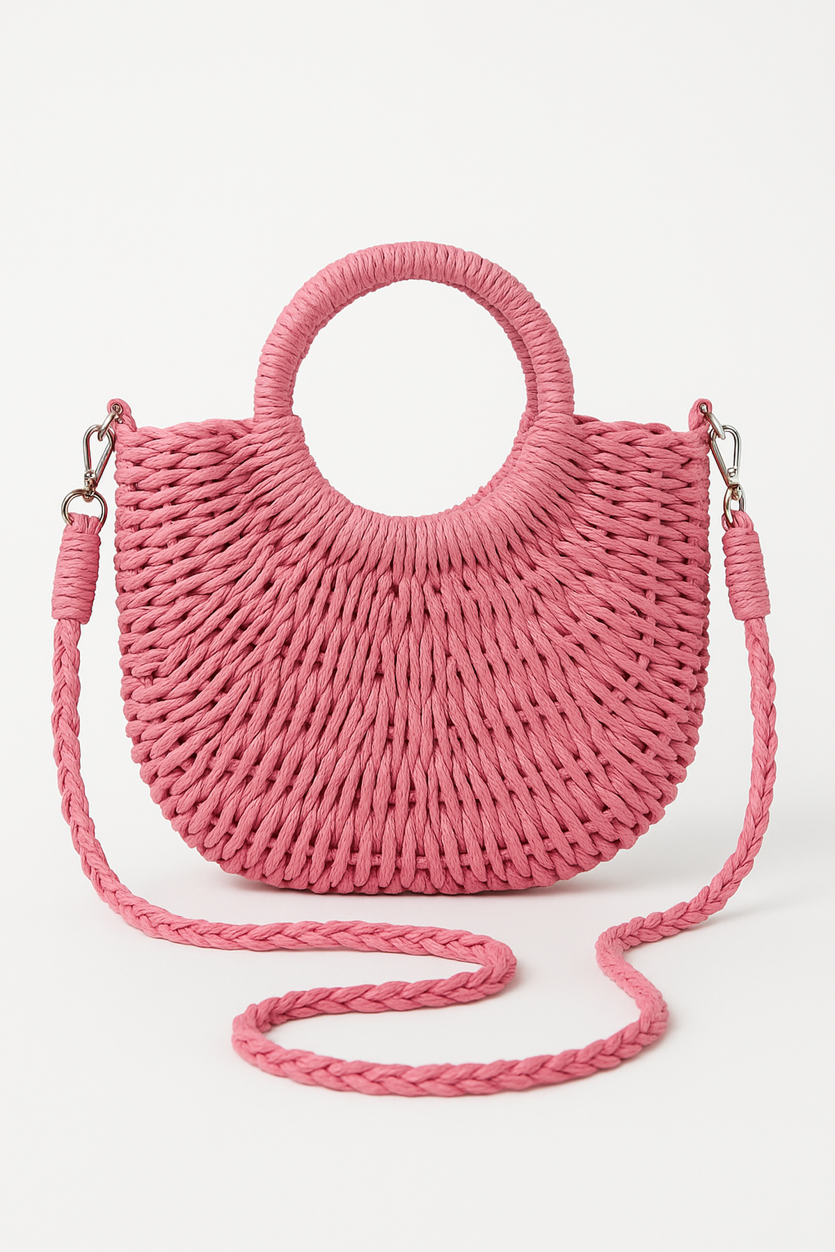 Borsa Tonda in Paglia Intrecciata | Stile Boho Strutturato