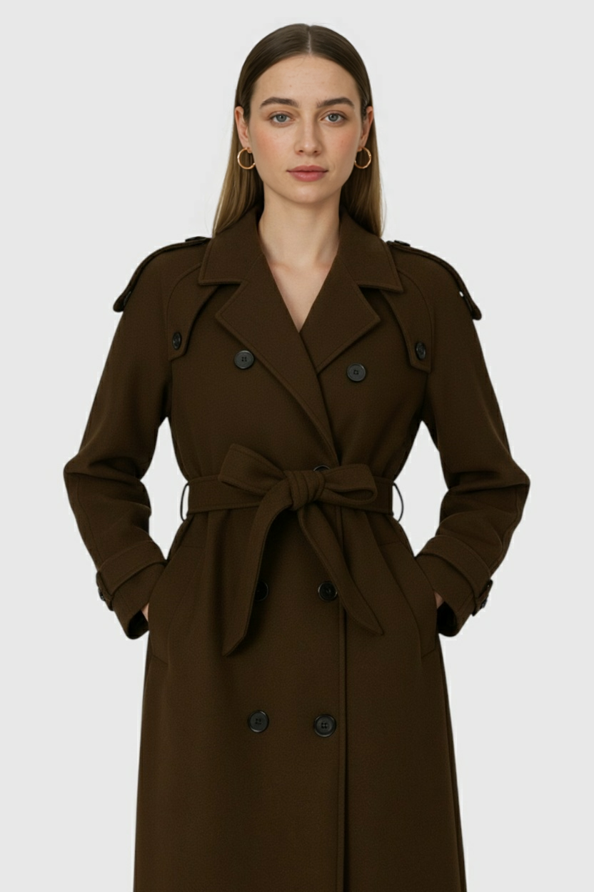 Cappotto Lungo Doppio Petto | Vita Con Cintura | Vestibilità Relaxed
