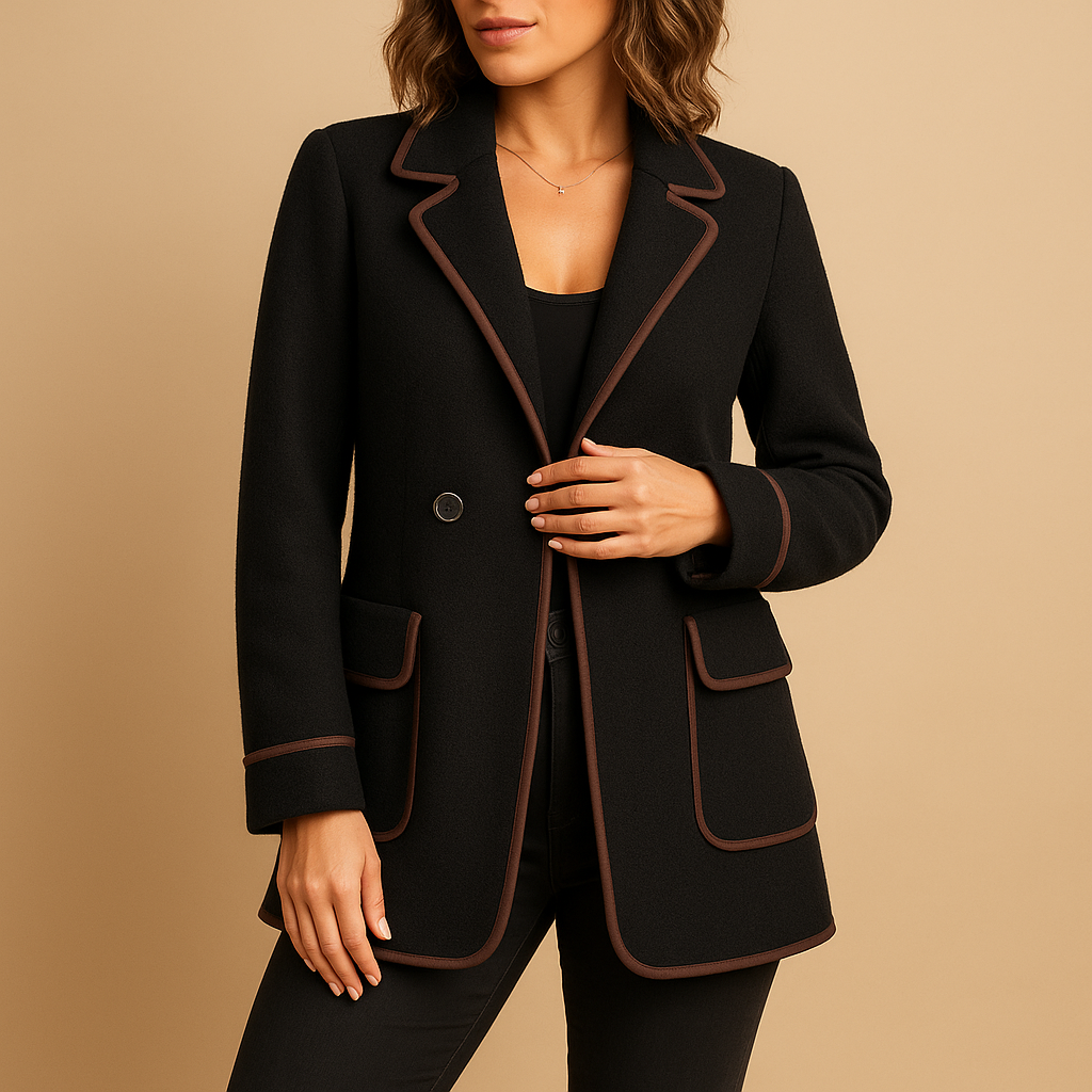 Blazer Lungo | Piping a Contrasto | Chiusura a Bottone Singolo
