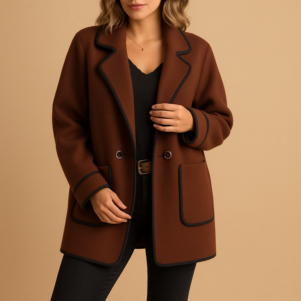 Blazer Lungo | Piping a Contrasto | Chiusura a Bottone Singolo