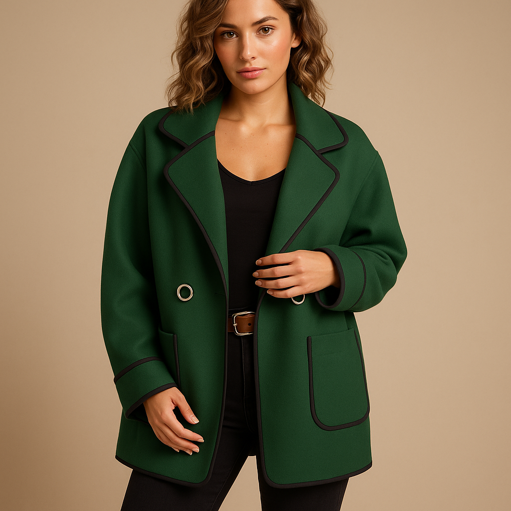 Blazer Lungo | Piping a Contrasto | Chiusura a Bottone Singolo