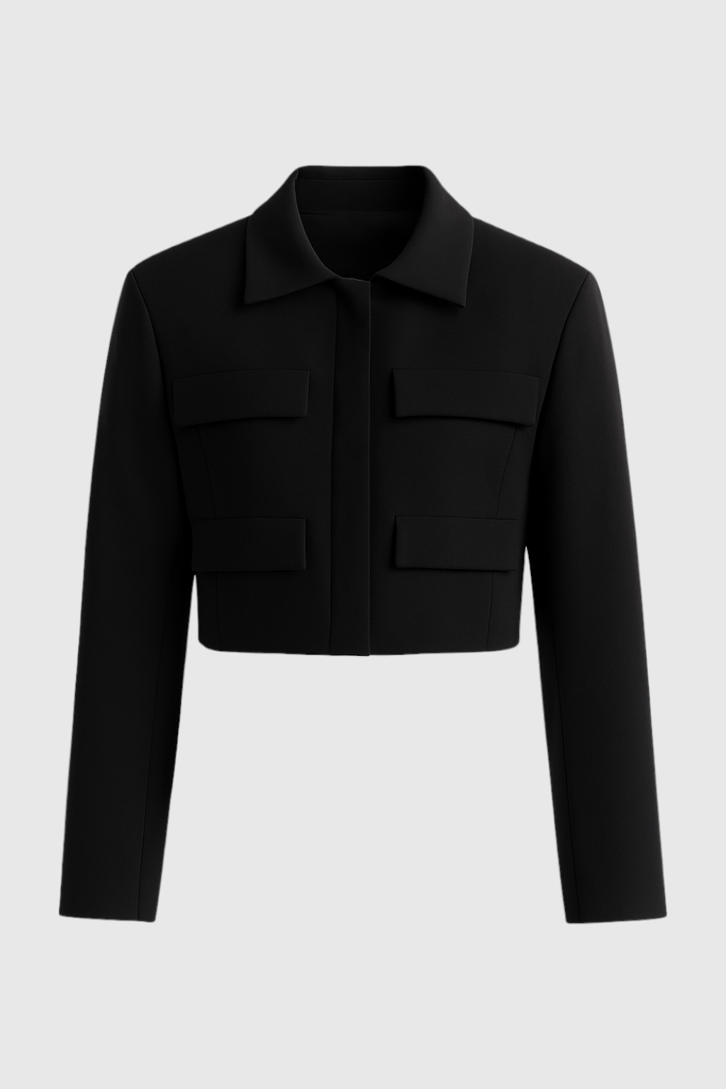 Giacca Utilitaria Cropped | Collo Ribassato, Tasche a Falda