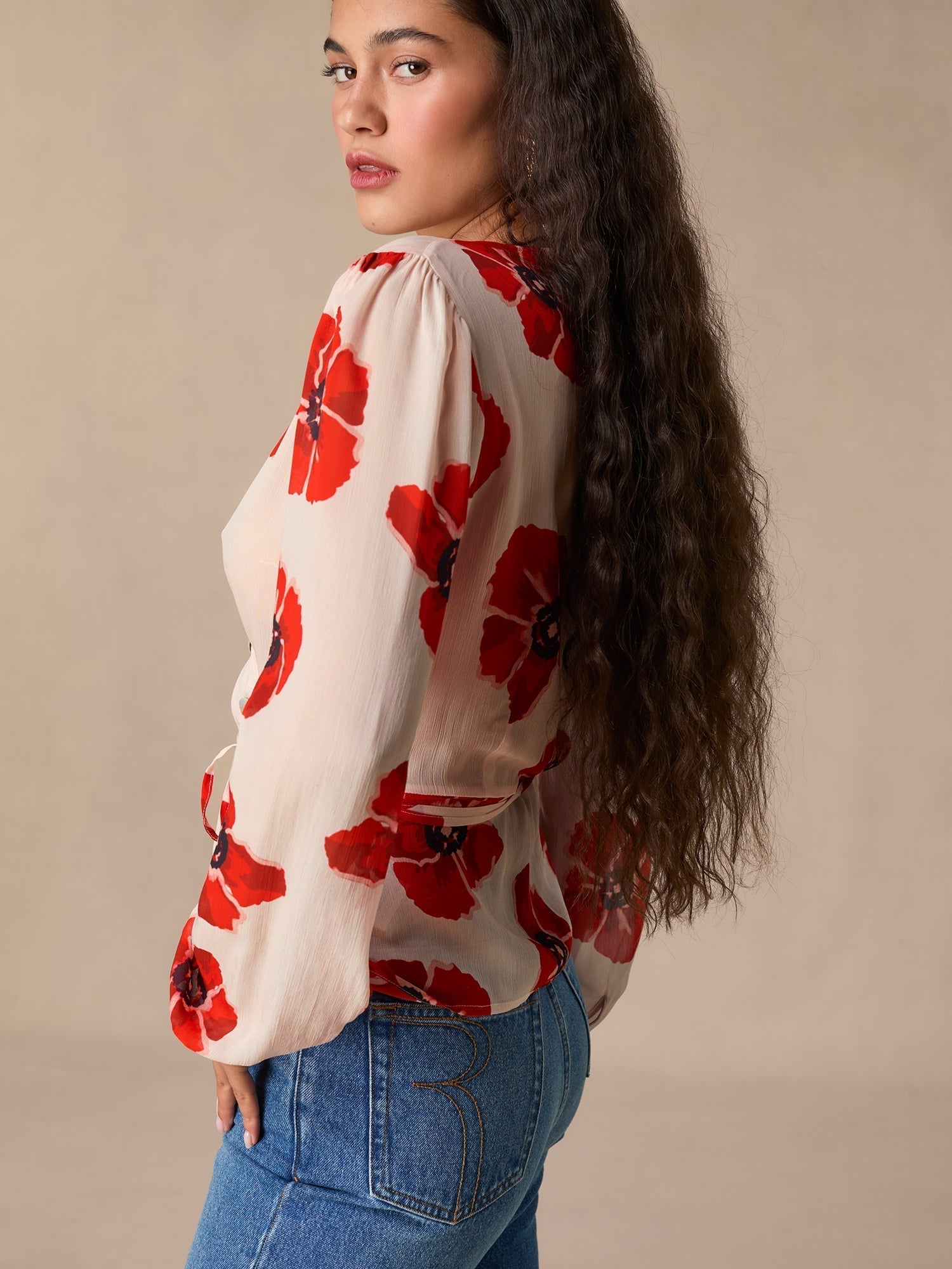 Blusa Floreale Avvolgente | Chiffon Scollo a V
