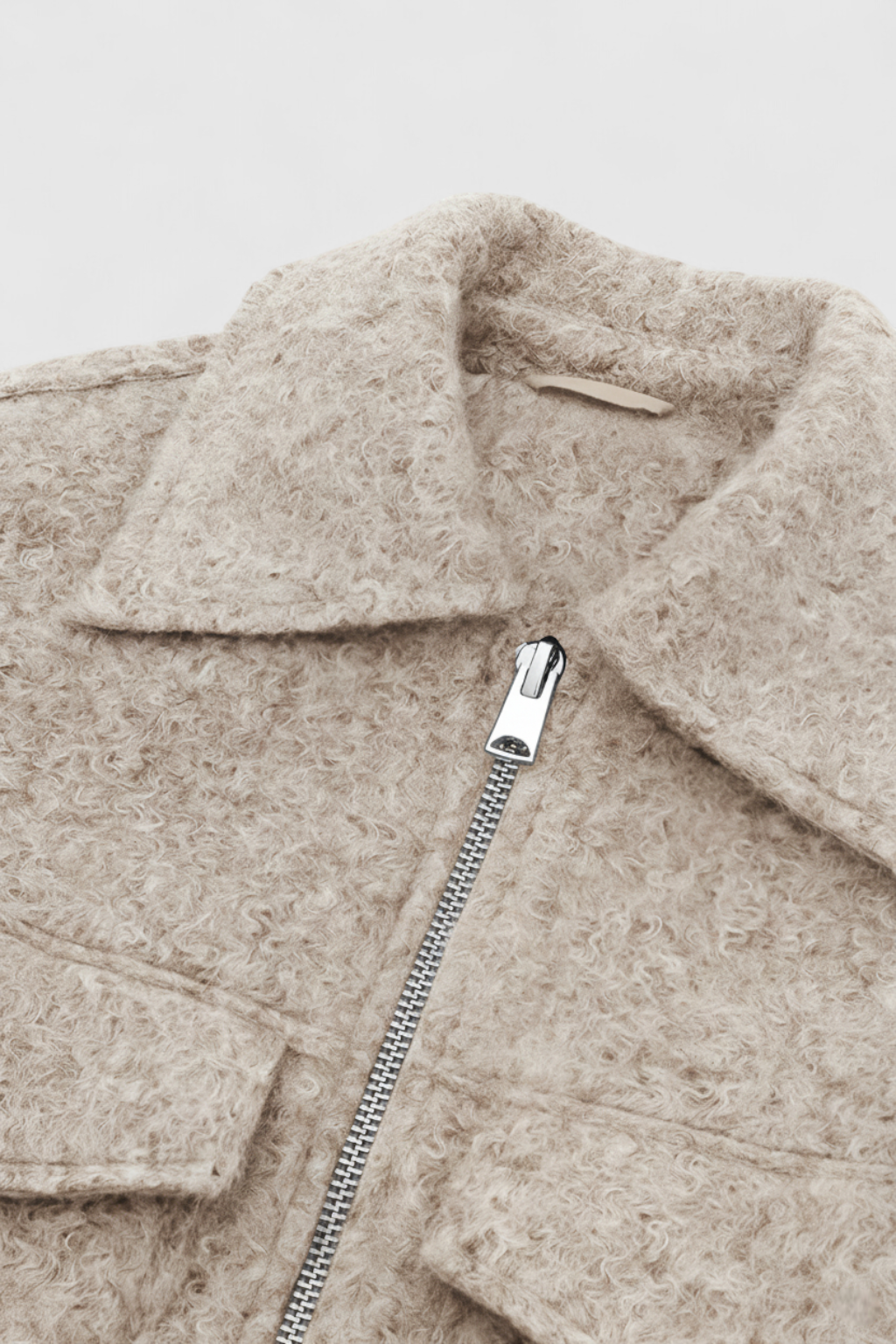 Giacca Zip Tessurizzata | Cropped Fit, Collo, Dettaglio Tasche