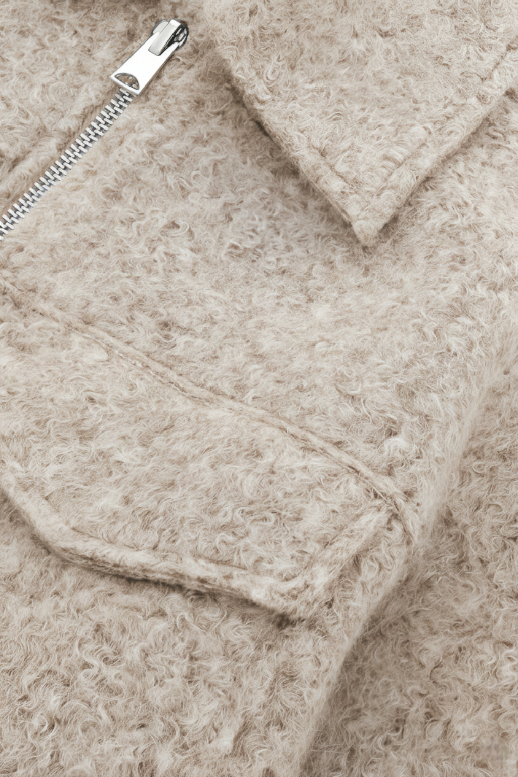 Giacca Zip Tessurizzata | Cropped Fit, Collo, Dettaglio Tasche