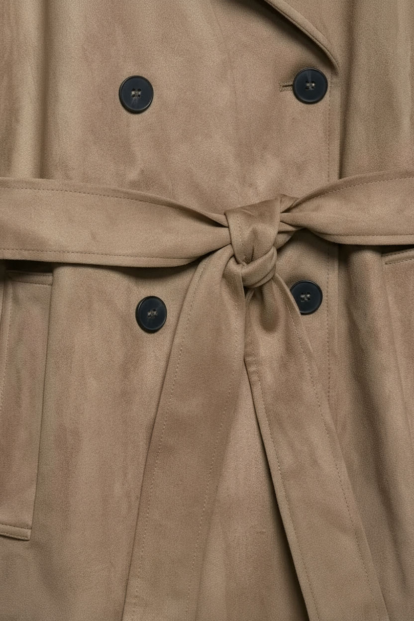 Giacca Trench con Cintura | Doppio Petto, Collo a Revers, Fit Regolare