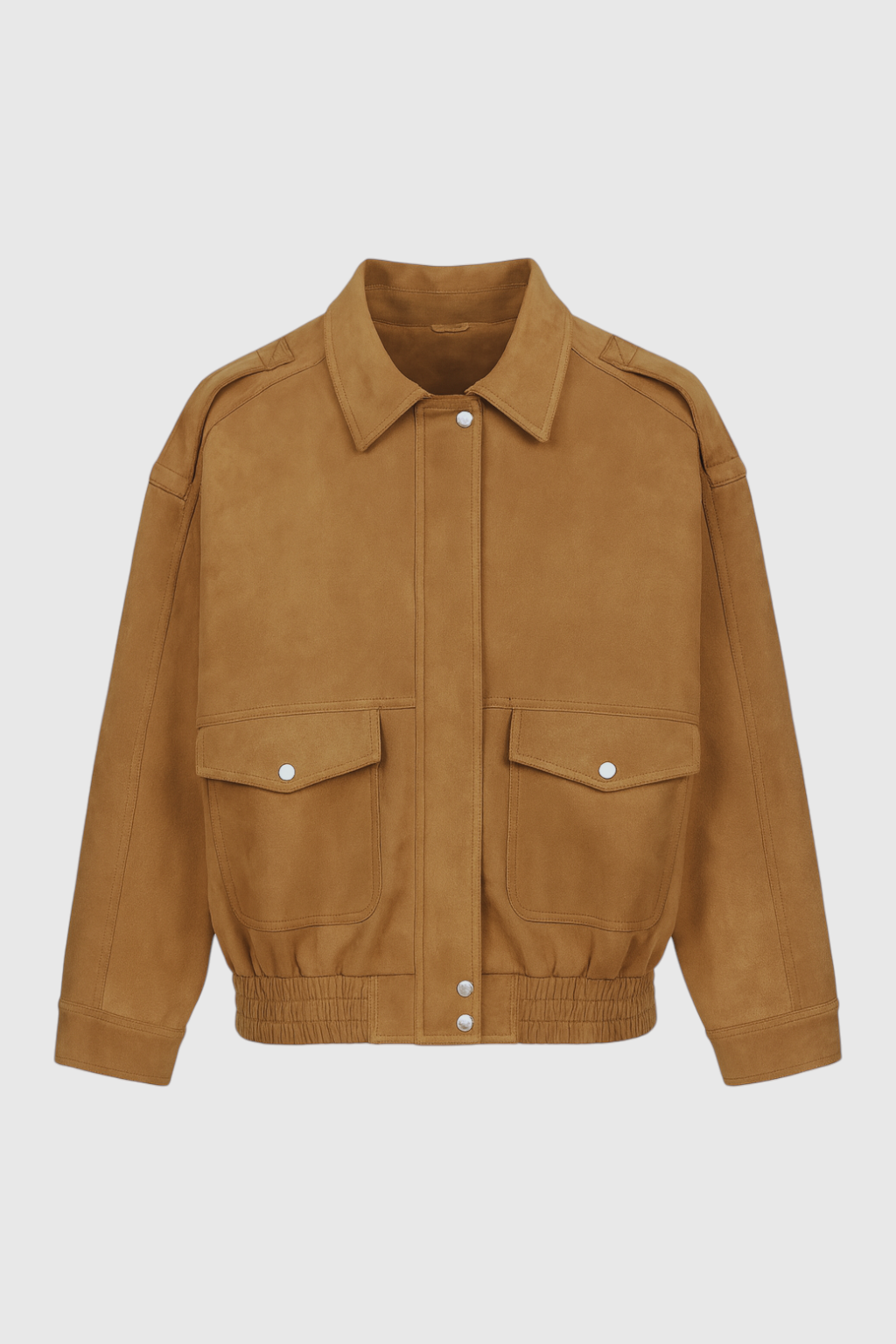 Giacca Bomber Cropped Effetto Suede | Zip Front | Relaxed Fit