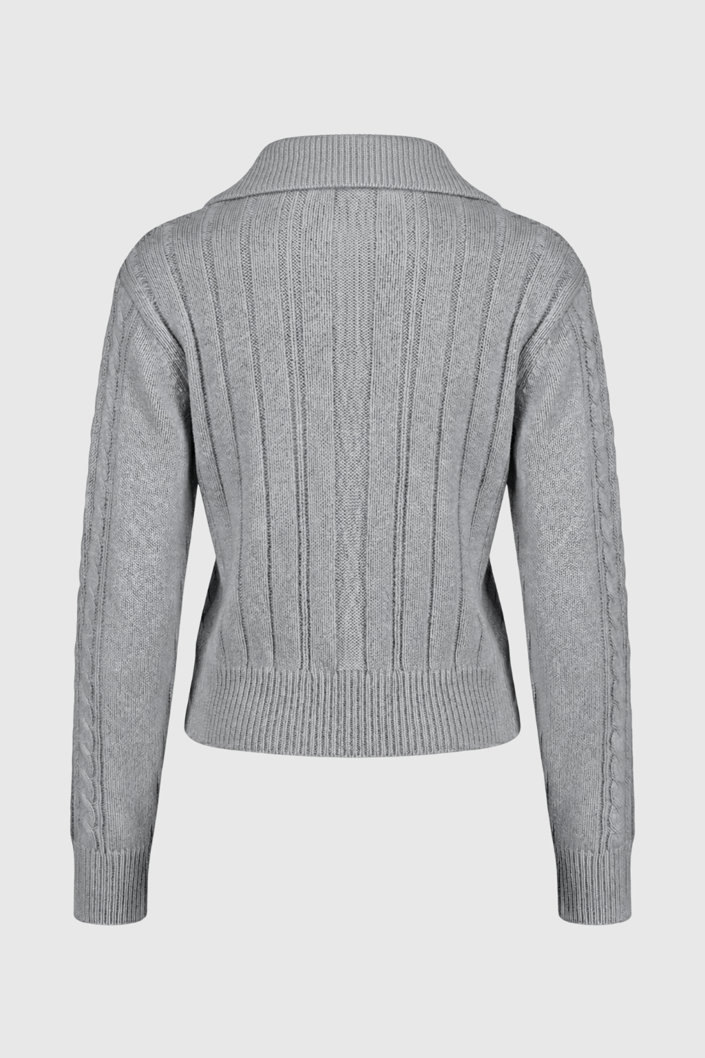 Cardigan Zip in Maglia a Cavo Essenza | Collo Alto | Lunghezza Cropped | Fit Relaxed