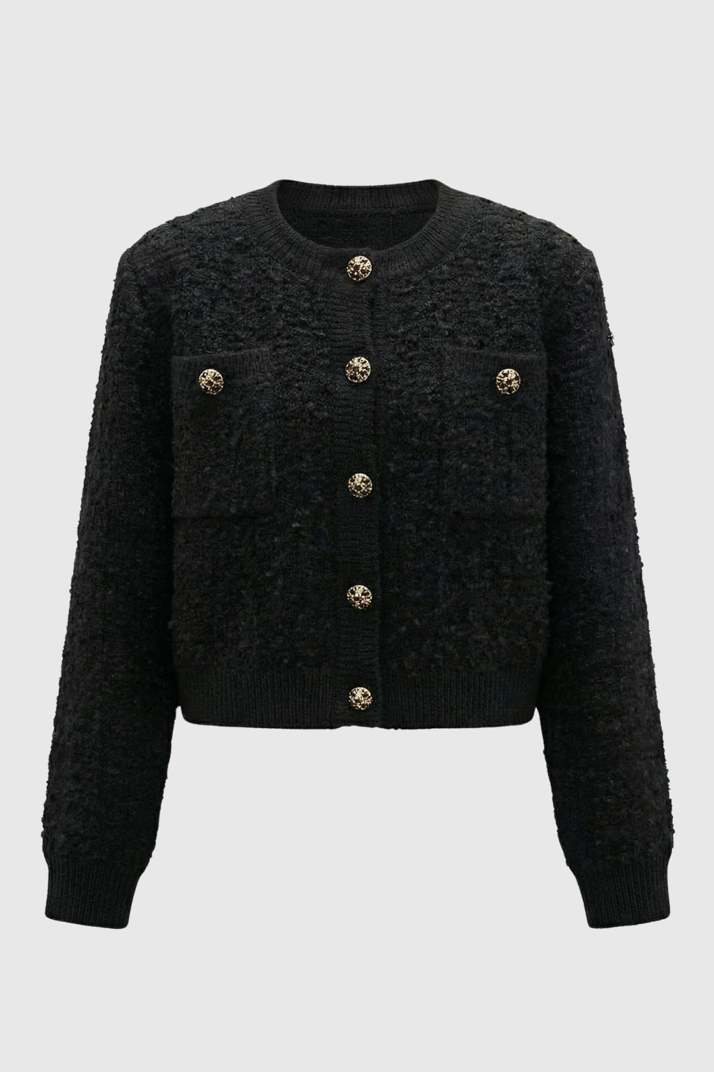 Cardigan Essenza | Maglia Tessuta | Bottoni Gioiello | Scollo Tondo | Fit Comodo