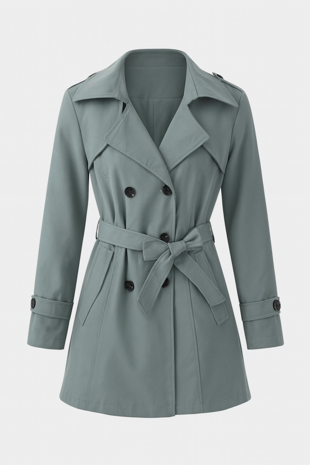 Trench Coat Lungo | Vita Beltata, Doppio Petto, Maniche Lunghe