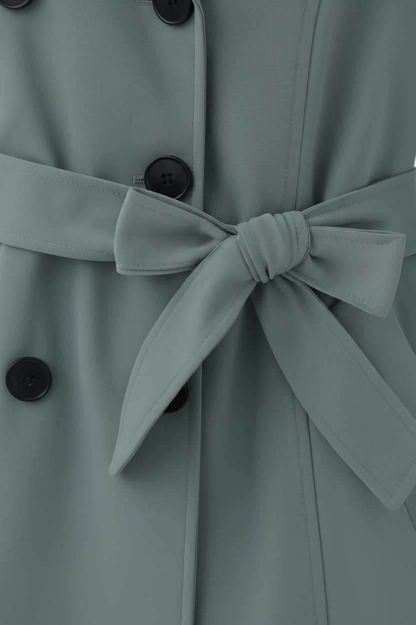 Trench Coat Lungo | Vita Beltata, Doppio Petto, Maniche Lunghe