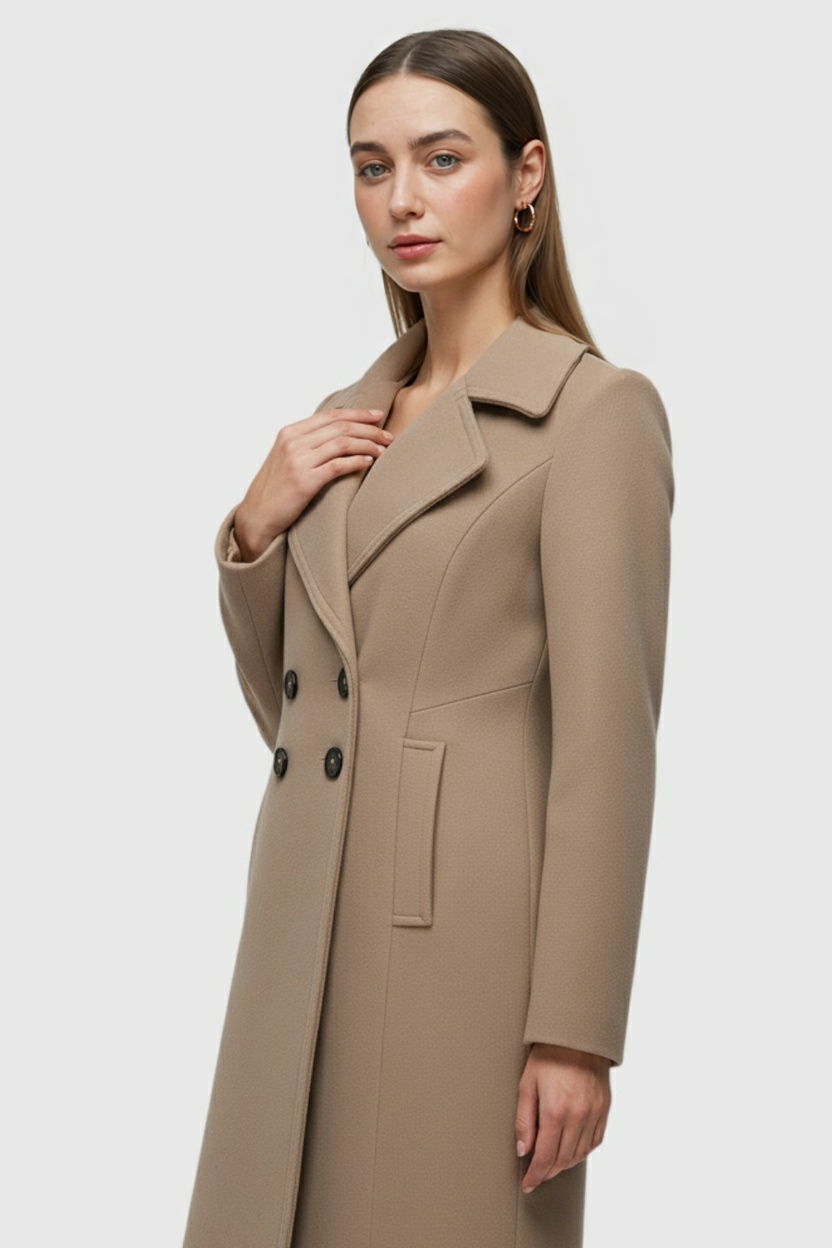 Cappotto Lungo Doppio Petto | Collo Revers, Vestibilità Normale, Bottoni Frontali