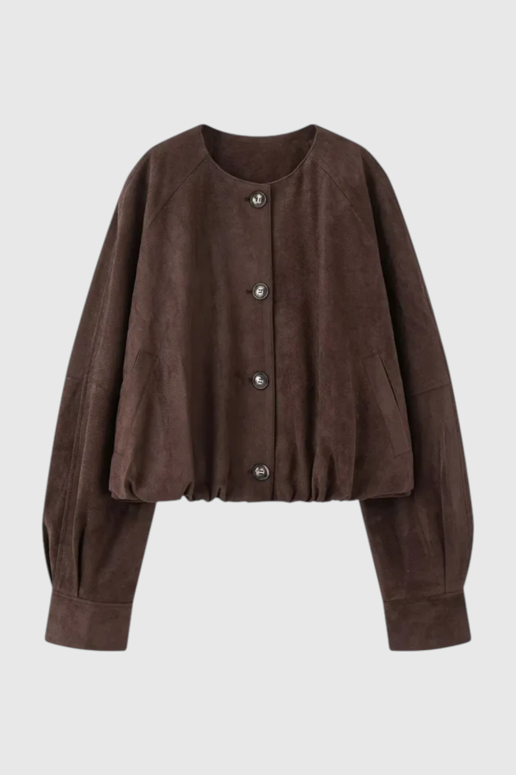 Giacca PU | Collo Rotondo | Forma Cropped | Bottoni | Fit Relaxed