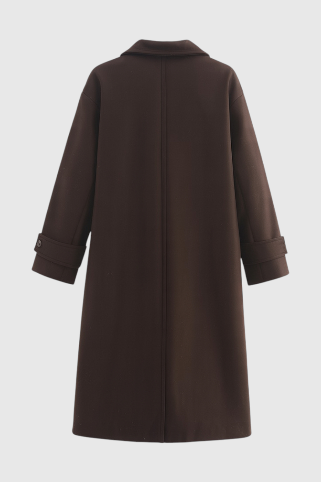Cappotto Lungo Doppio Petto | Collo Scollo, Vestibilità Regolare, Aspetto Lana Pulita