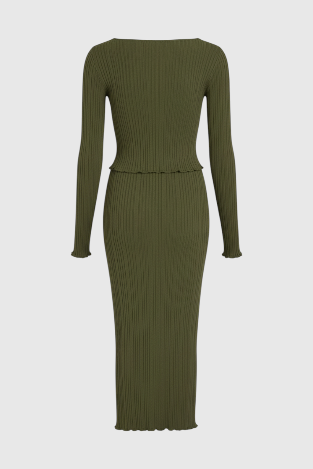 Set Top Rib Knit e Gonna Maxi | Slim Fit | Manica Lunga