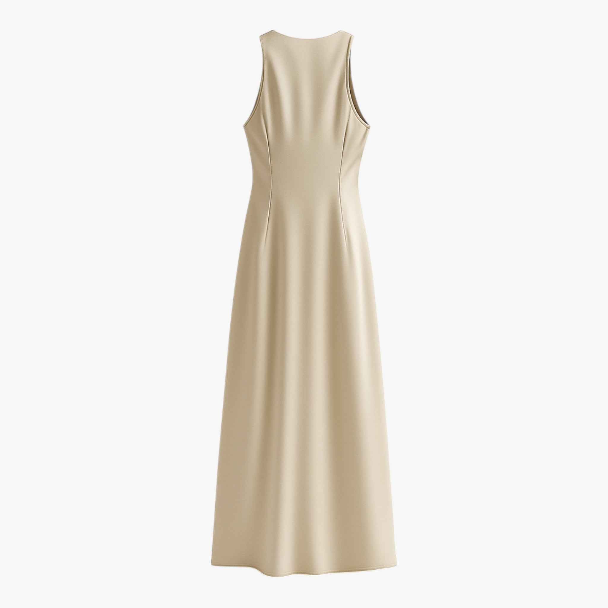 Abito Midi Satin | Senza Maniche Scollo Drappeggiato Fit Ritto