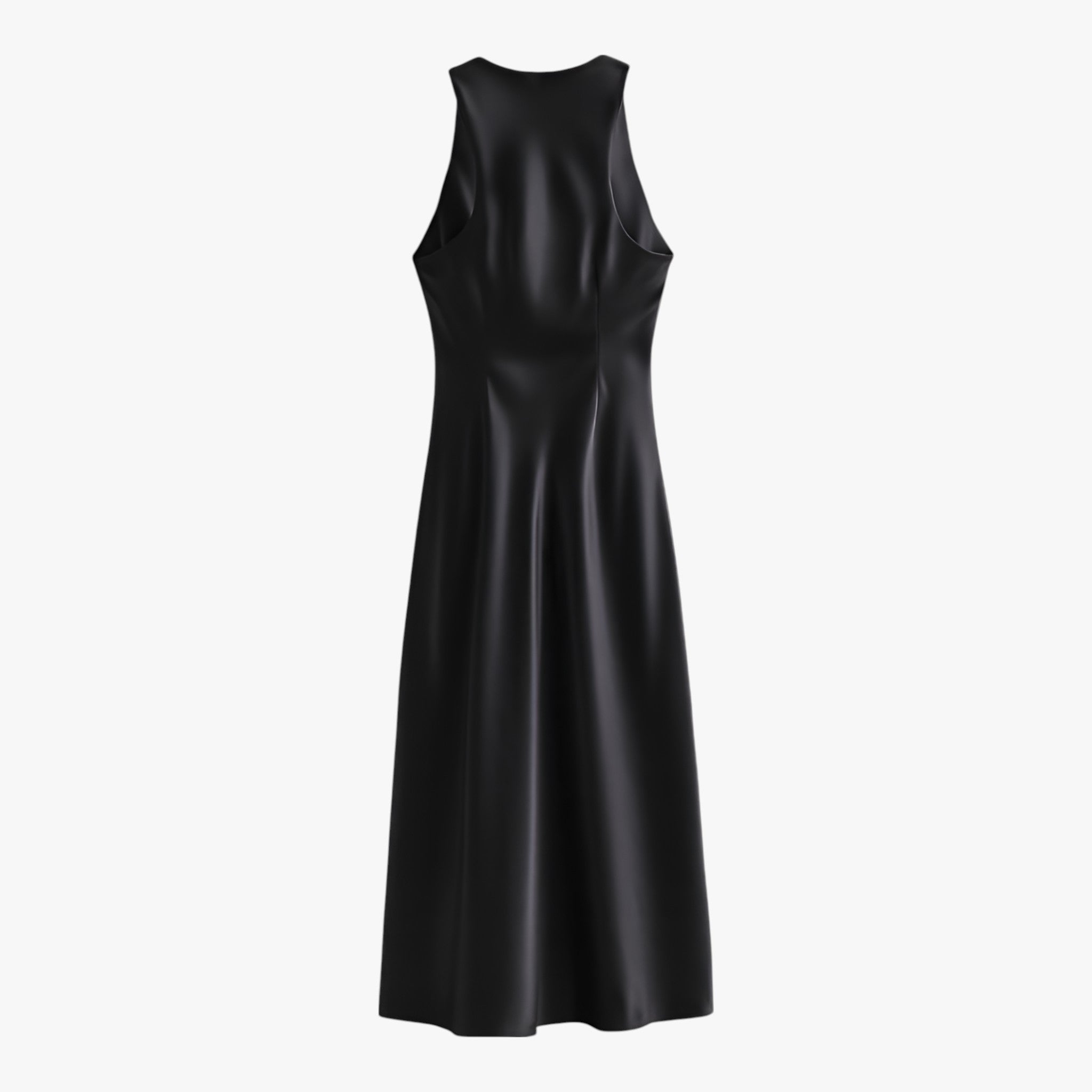 Abito Midi Satin Ombra | Senza Maniche Scollo Drappeggiato Fit Ritto
