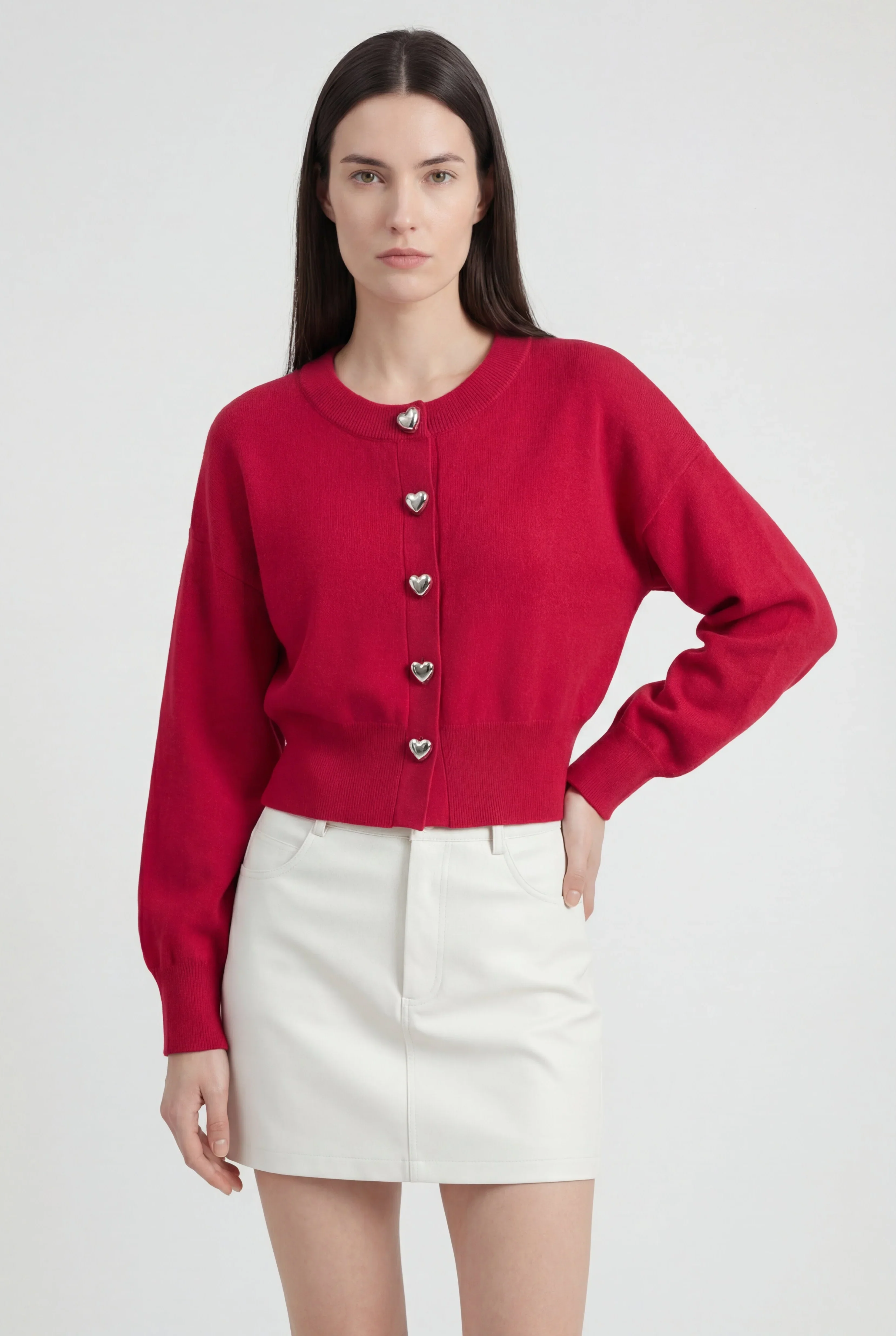 Cardigan Essenza Cuore | Collo Rotondo | Lunghezza Cropped | Fit Regolare