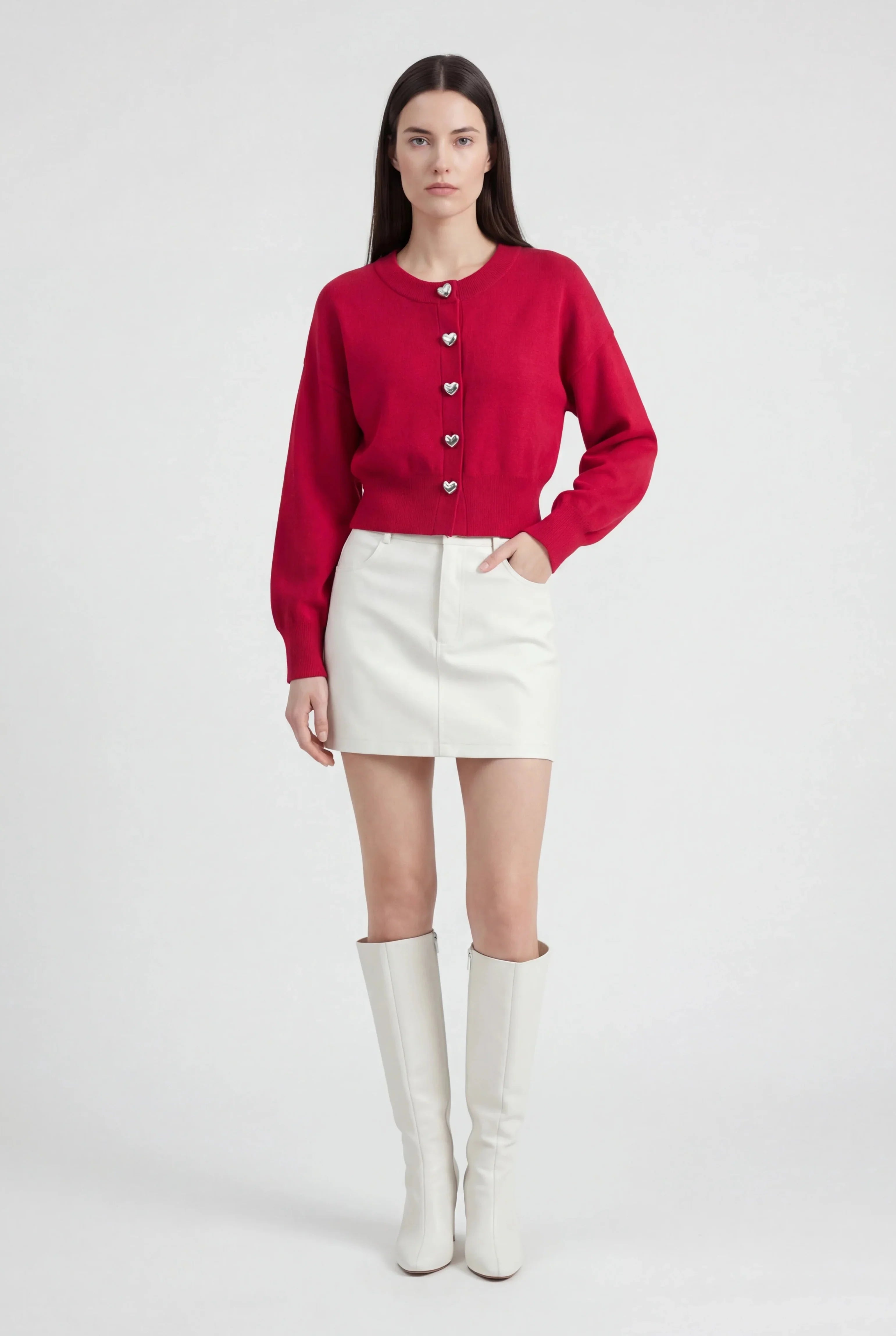 Cardigan Essenza Cuore | Collo Rotondo | Lunghezza Cropped | Fit Regolare