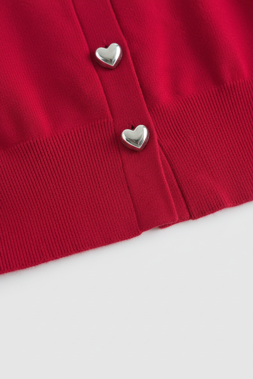 Cardigan Essenza Cuore | Collo Rotondo | Lunghezza Cropped | Fit Regolare