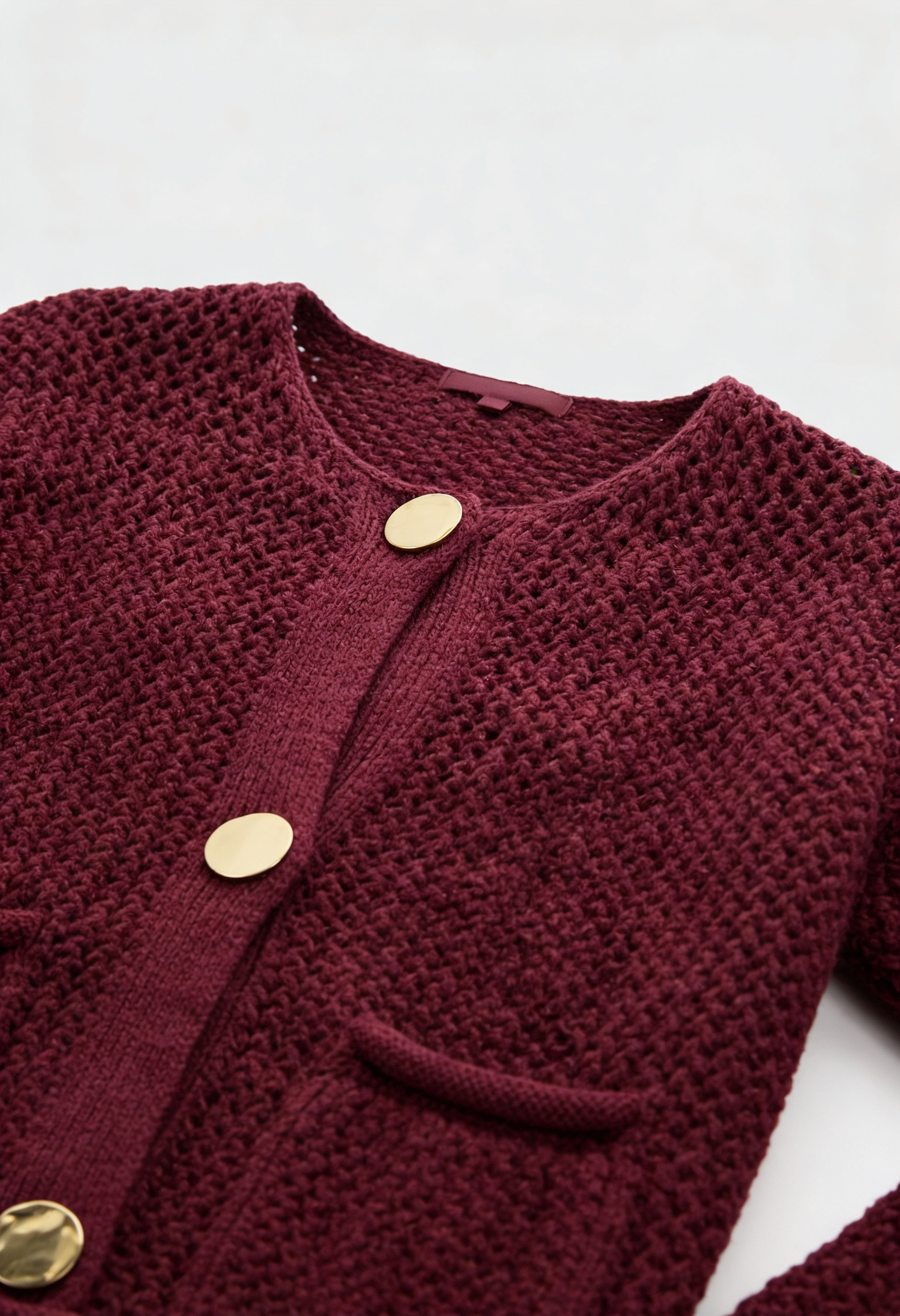 Cardigan Essenza in Maglia Tessuta | Collo Rotondo | Dettaglio Tasche | Fit Regolare