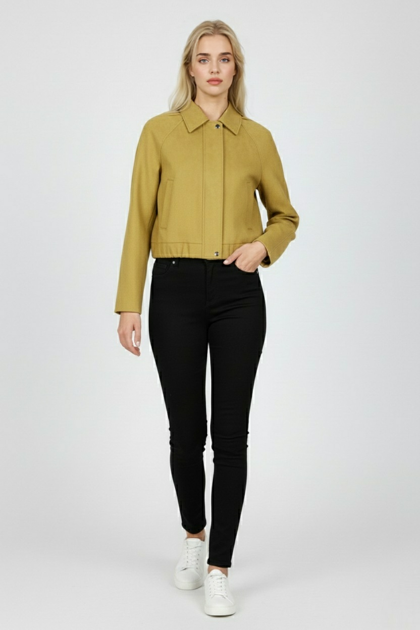 Giacca Effetto Suede | Lunghezza Cropped | Collo Ribattuto