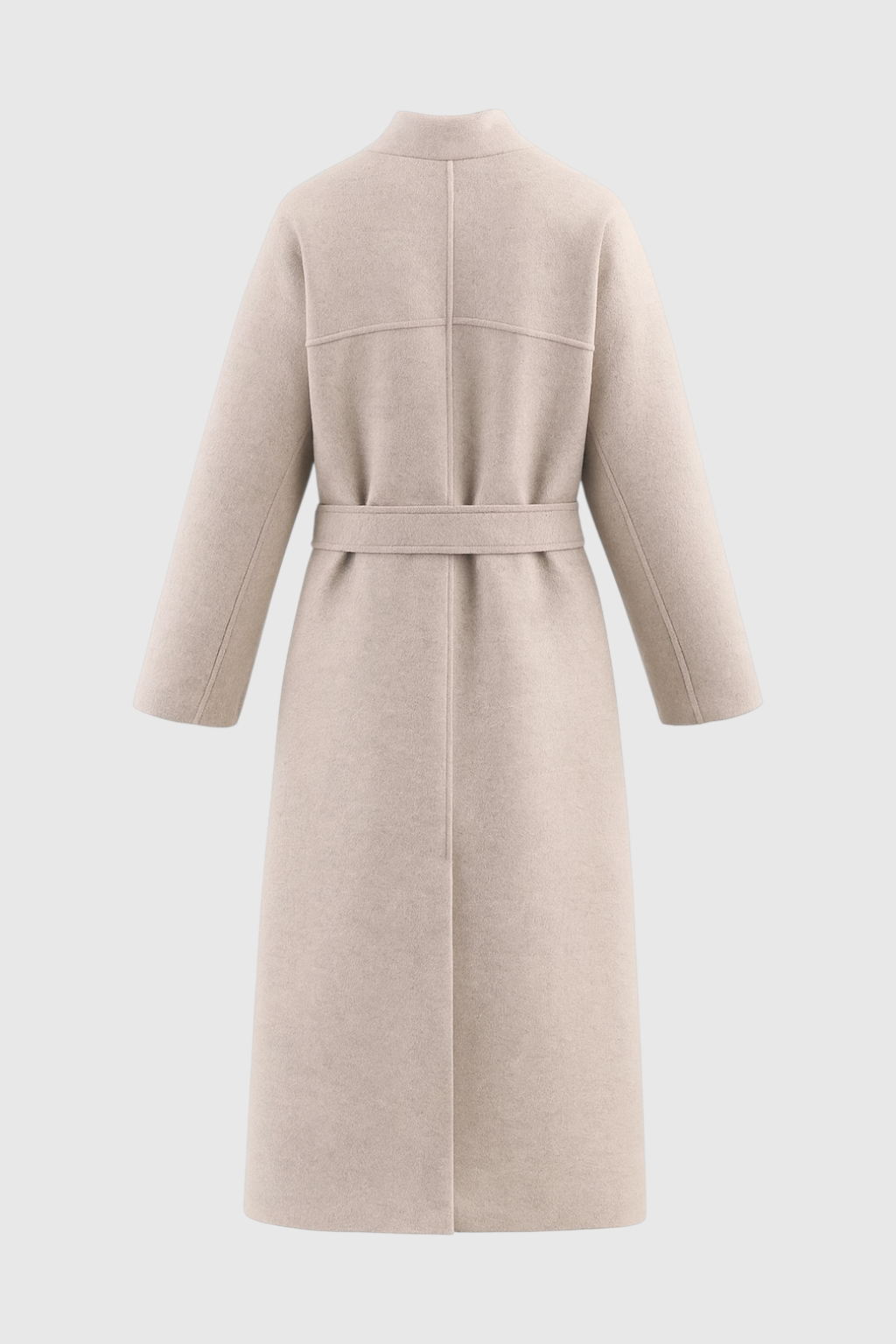 Cappotto Lungo Beltato Senza Collo | Bottoni Singoli, Tasche a Patch, Fit Largo