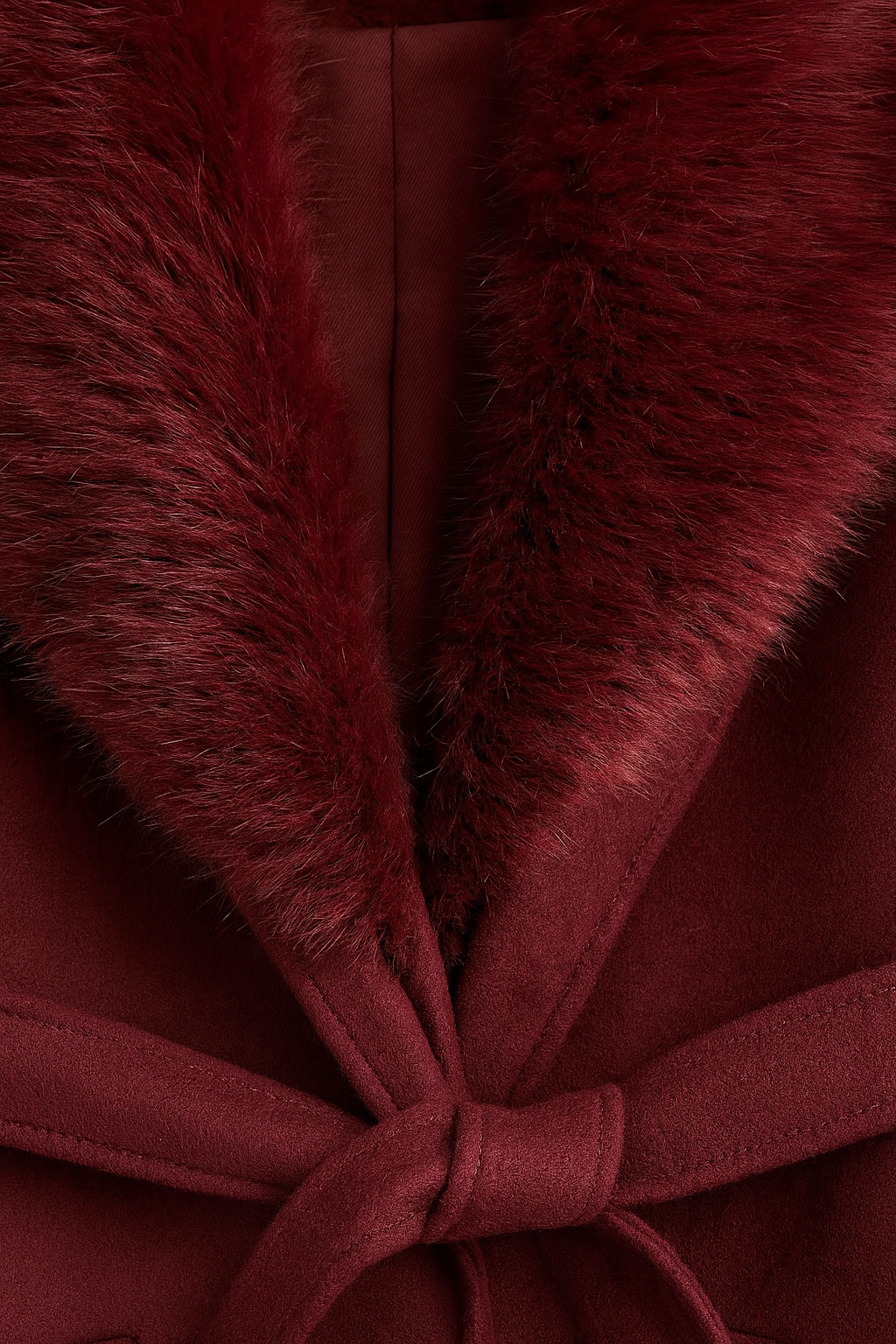 Cappotto Lungo con Collo in Faux Fur | Belted Single Breasted