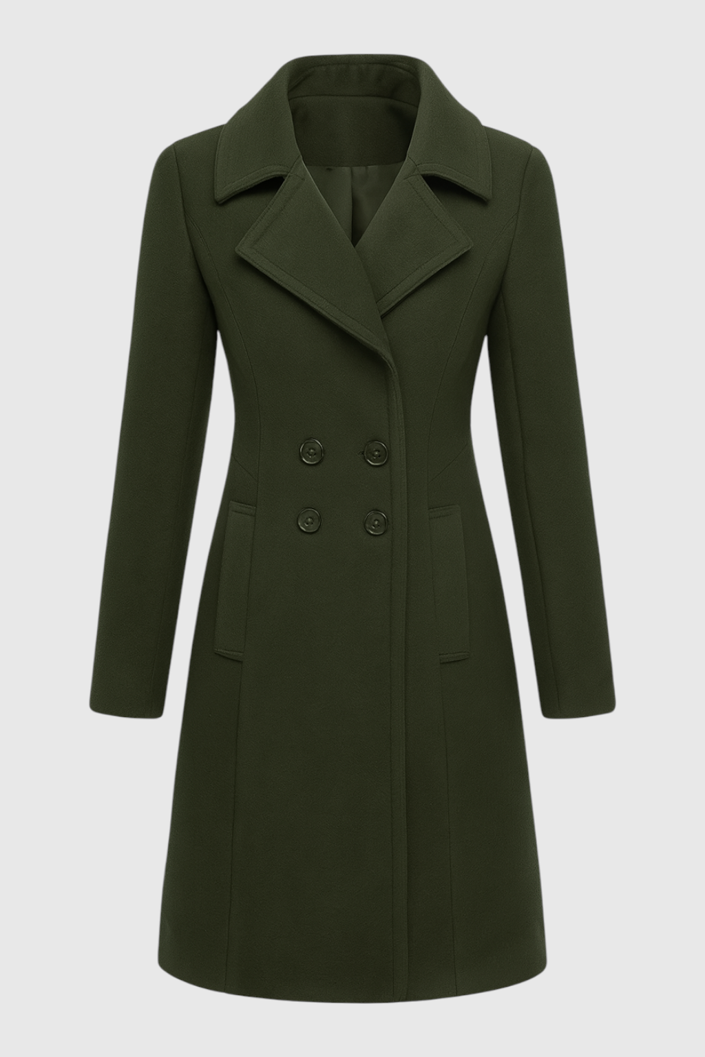 Cappotto Lungo Doppio Petto | Collo Revers, Linea Strutturata, Bottoni Frontali