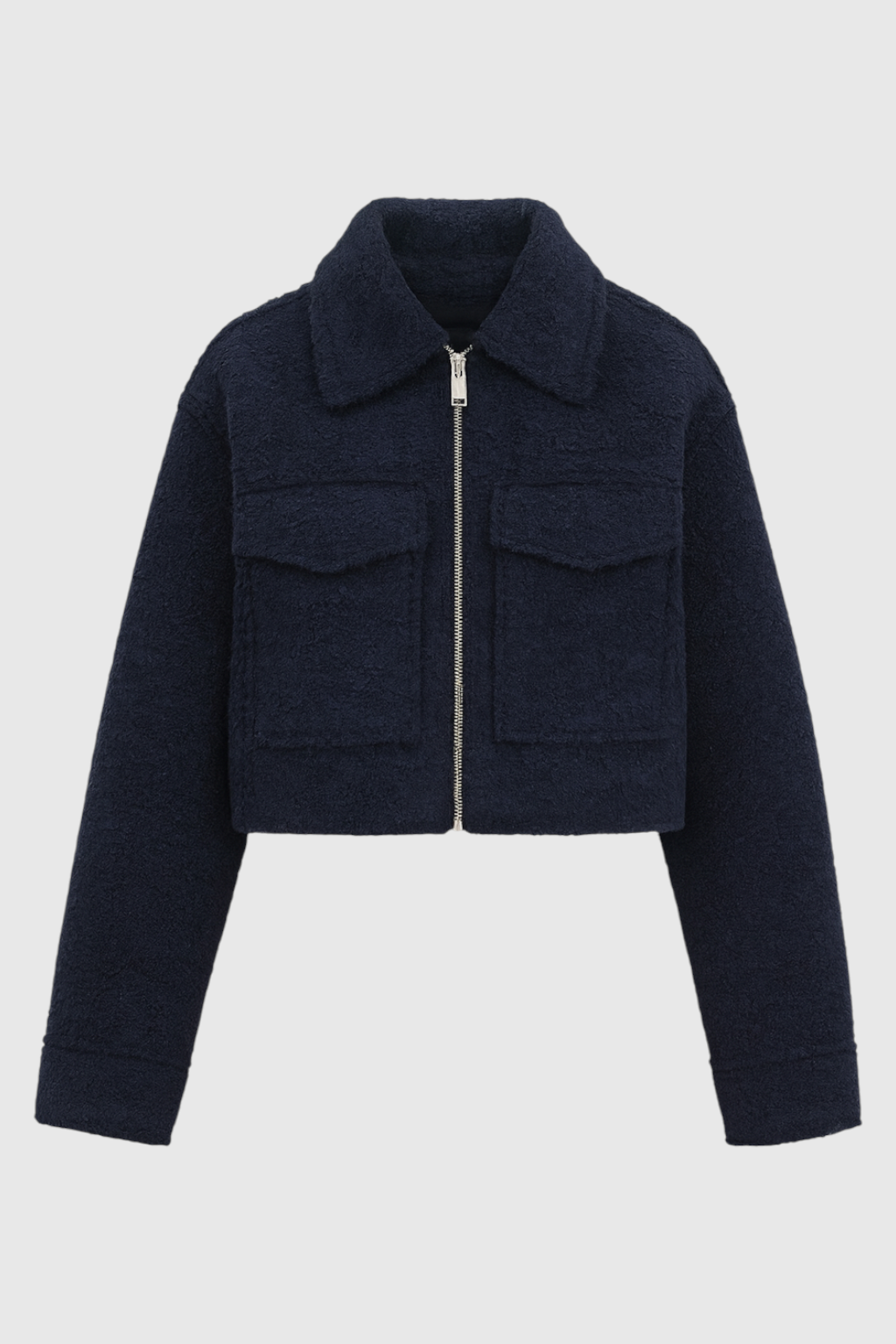 Giacca Zip Tessuta | Collo alla Collare, Cropped Fit, Dettaglio Tasca