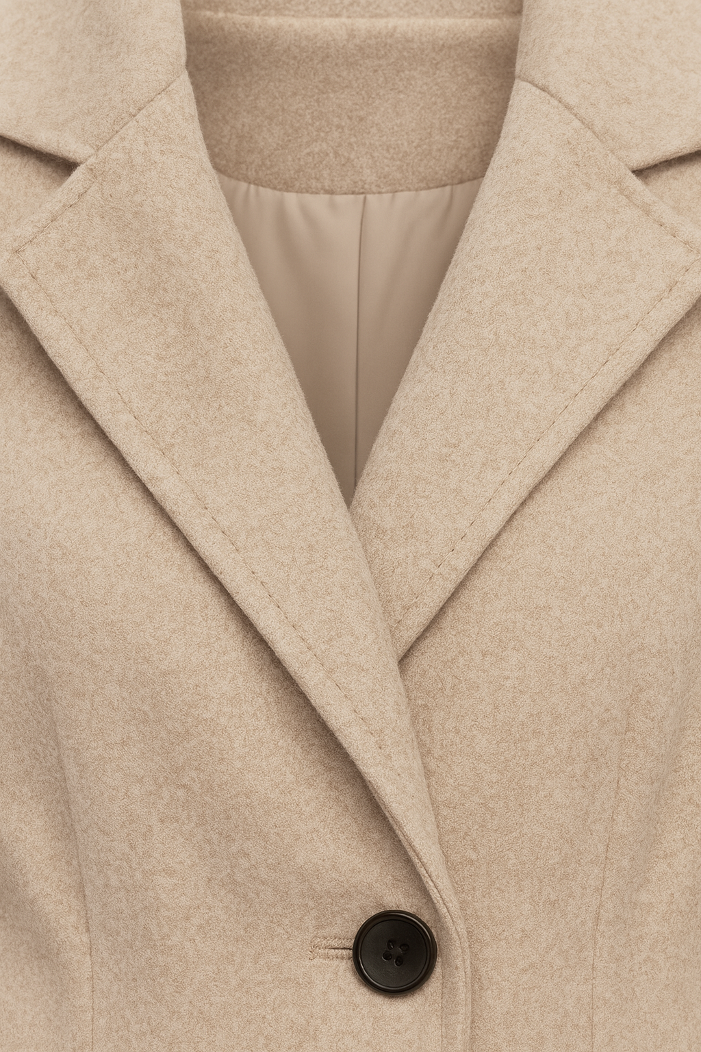 Cappotto Lungo Effetto Lana | Collo a Revers, Bottoni in Vita