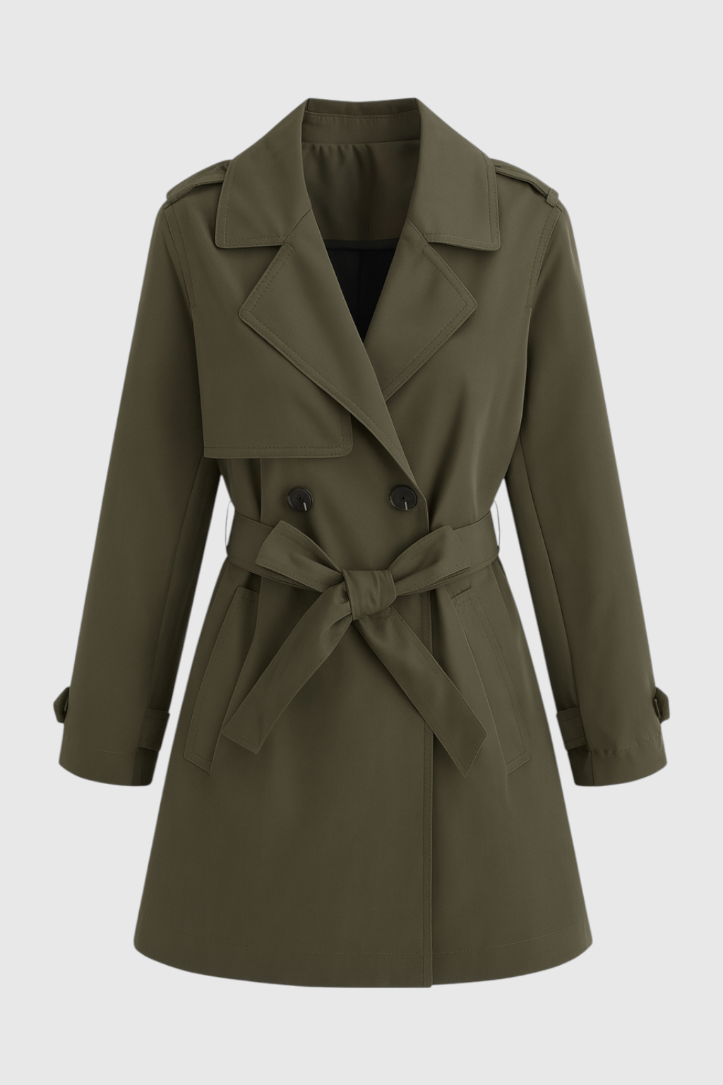 Trench Coat Lungo | Doppio Petto, Cintura, Pannello Tempesta
