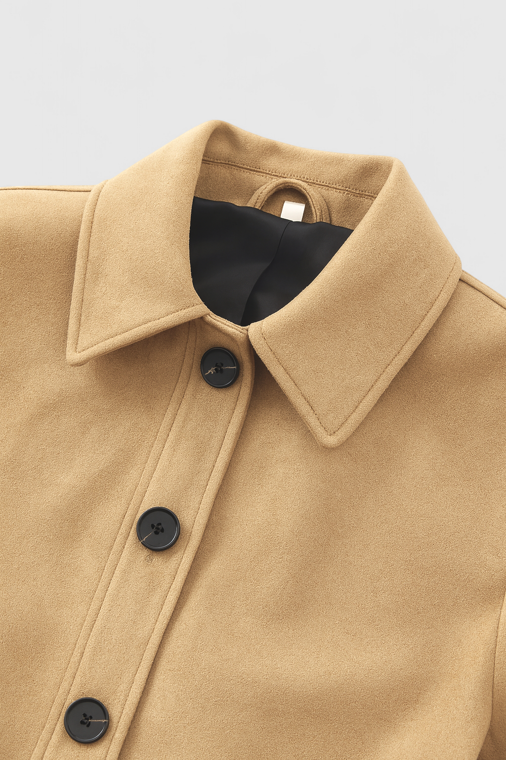 Giacca Cropped Effetto Suede | Bottoni Frontali | Collo Ribassato