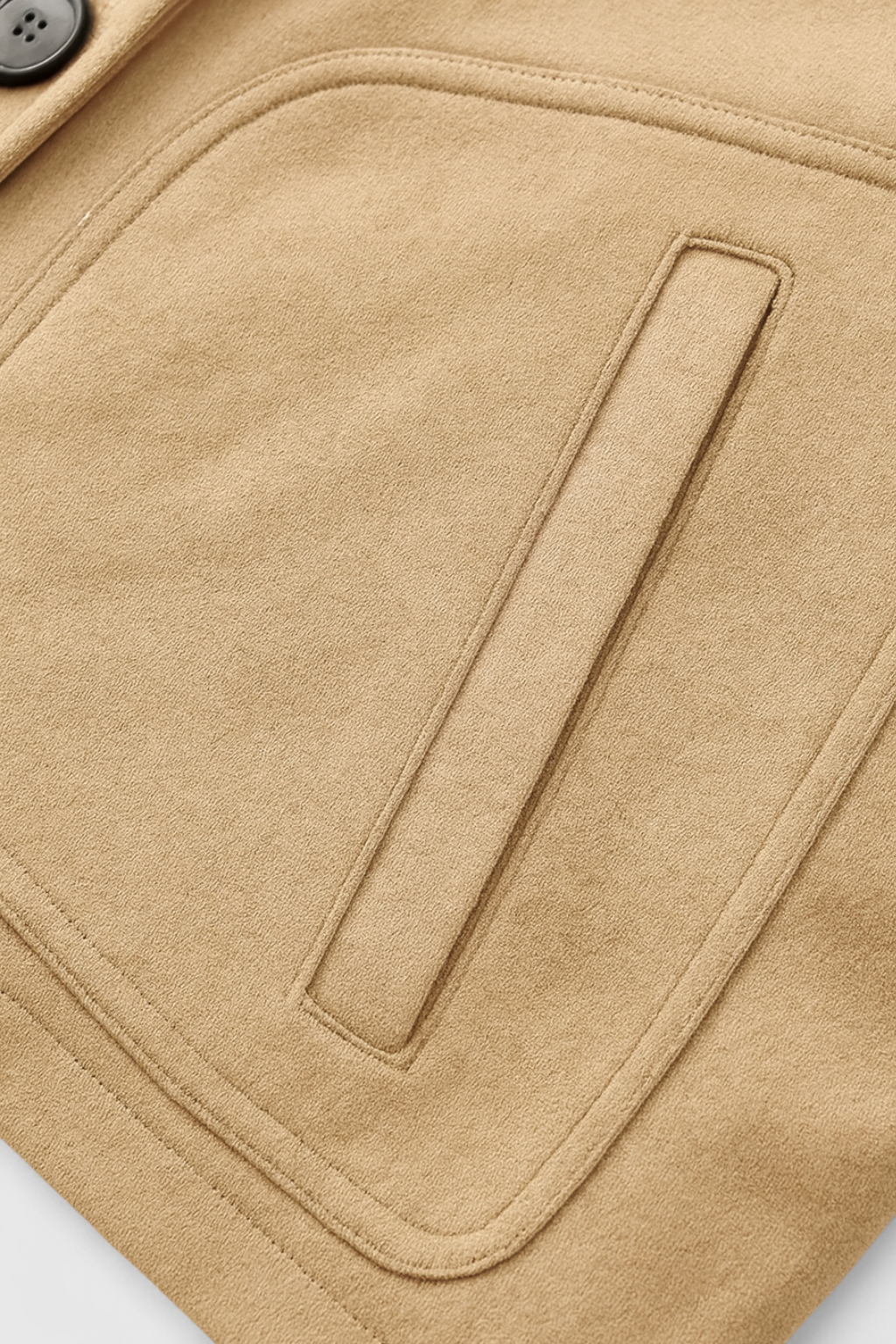 Giacca Cropped Effetto Suede | Bottoni Frontali | Collo Ribassato