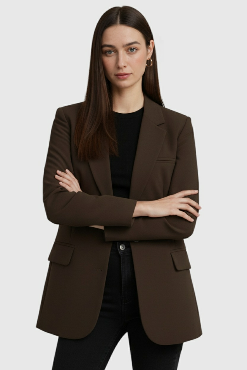 Blazer Unpannato | A Un Bottone | Collo Rettangolare | Fit Sportivo
