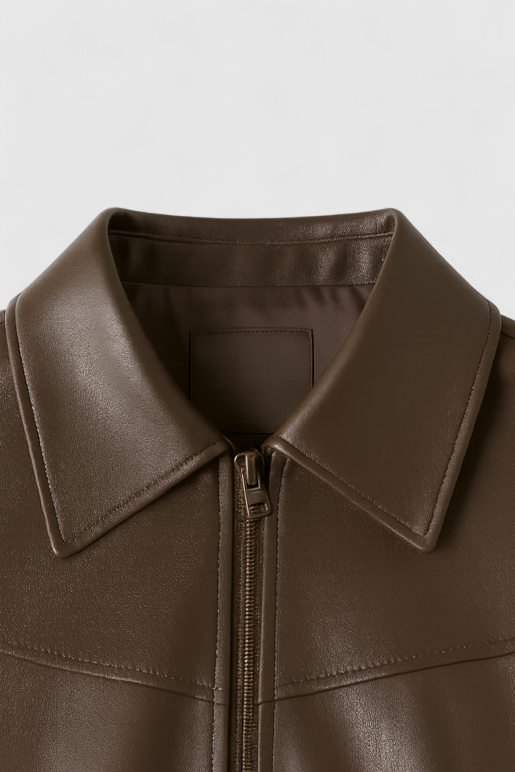 Giacca Corta in Pelle Sintetica Ombra | Zip Front e Fit Strutturato