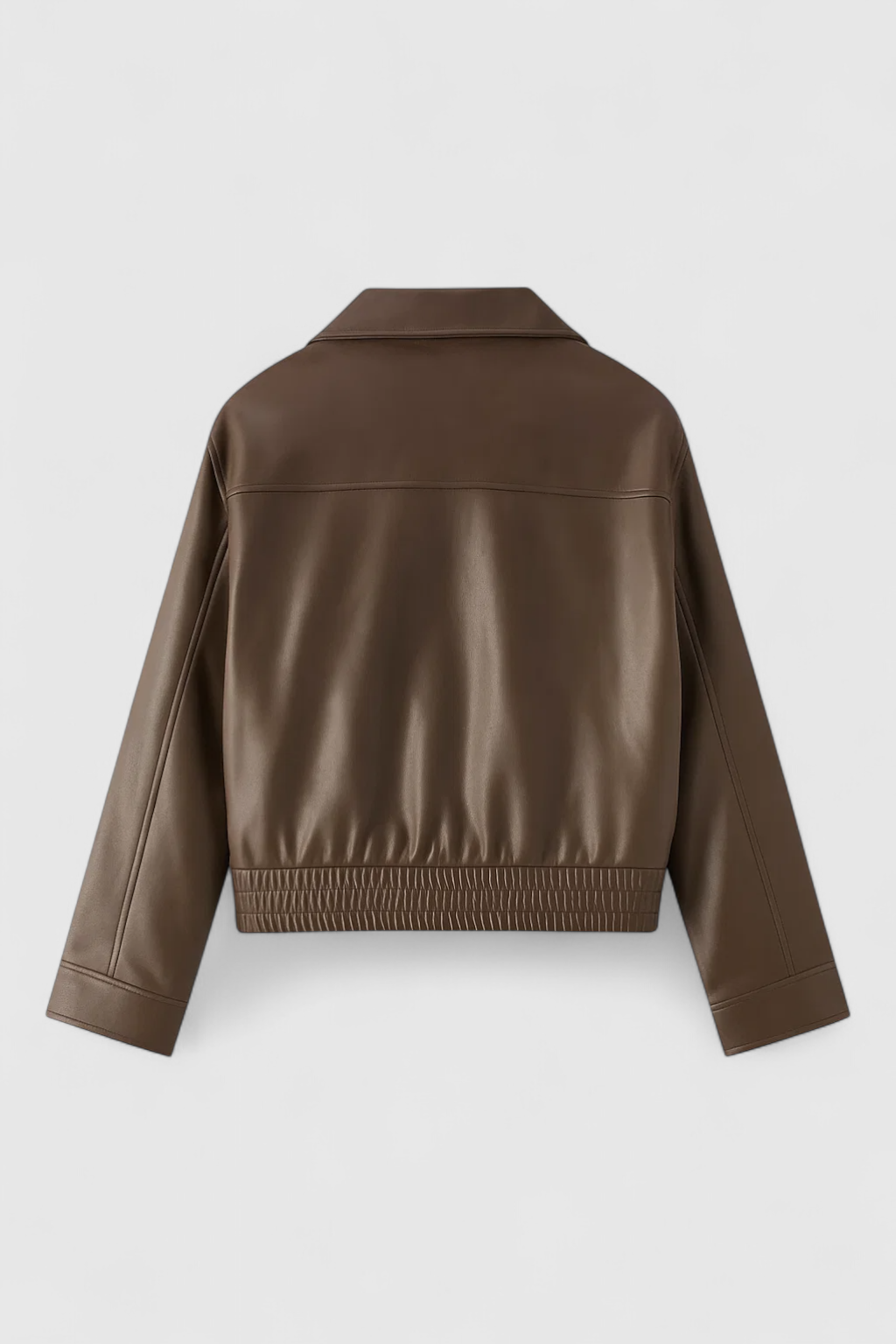 Giacca Corta in Pelle Sintetica Ombra | Zip Front e Fit Strutturato