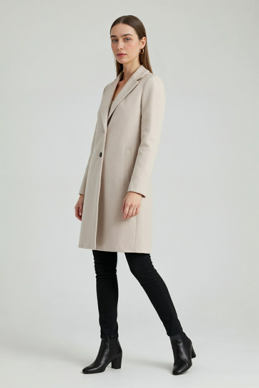 Cappotto Lungo Sottile | Collo a Revers | Finish Strutturato