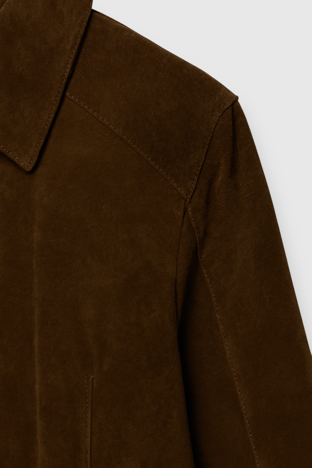 Giacca Zip Effetto Suede | Fit Cropped, Collo a Punta, Tasche Zip